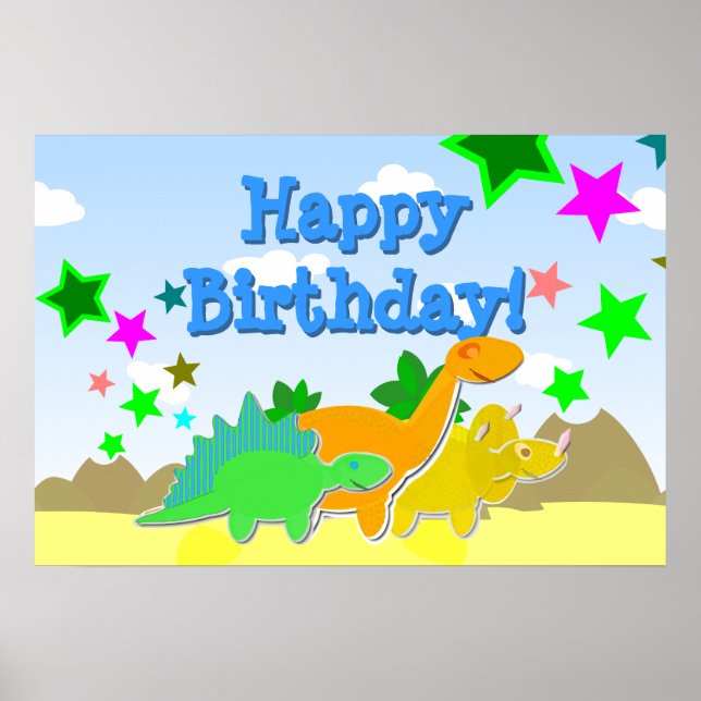Dinosaurs Happy Birthday Poster (Front)