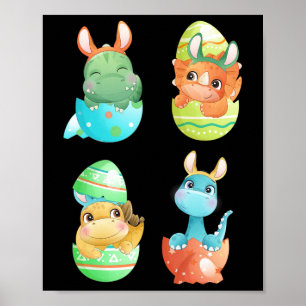 Dinosaurs Hatch Out Of Easter Eggs  Poster