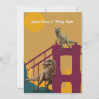 Dinosaurs in Love City Bridge Scenery Wedding