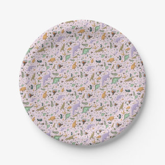 Dinosaurs in Pink Paper Plate