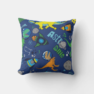 Dinosaurs in space hand drawn color vintage seamle cushion