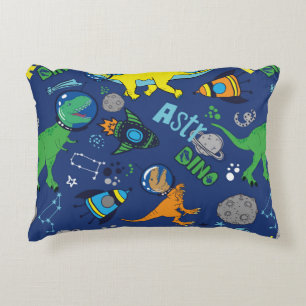 Dinosaurs in space hand drawn colour vintage seaml decorative cushion