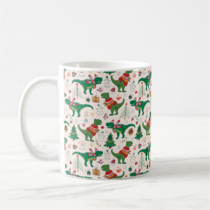 Dinosaurs in Sweaters Christmas Pattern Coffee Mug