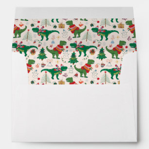 Dinosaurs in Sweaters Christmas Pattern Envelope