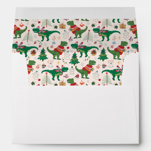 Dinosaurs in Sweaters Christmas Pattern Envelope (Back (Bottom))