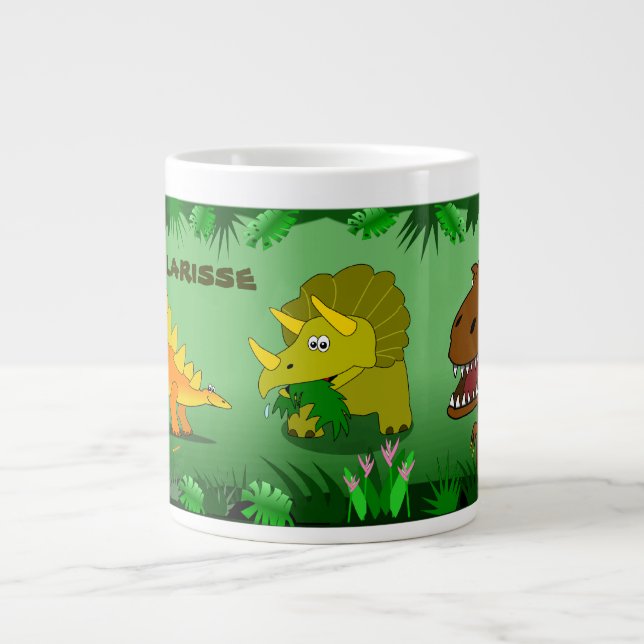 Dinosaurs in the Jungle Custom Name Jumbo Mug (Front)