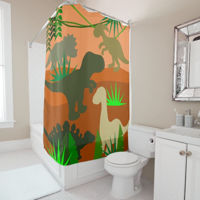 Dinosaurs in the Wild Shower Curtain (In Situ)
