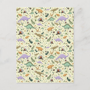 Dinosaurs in Yellow Postcard