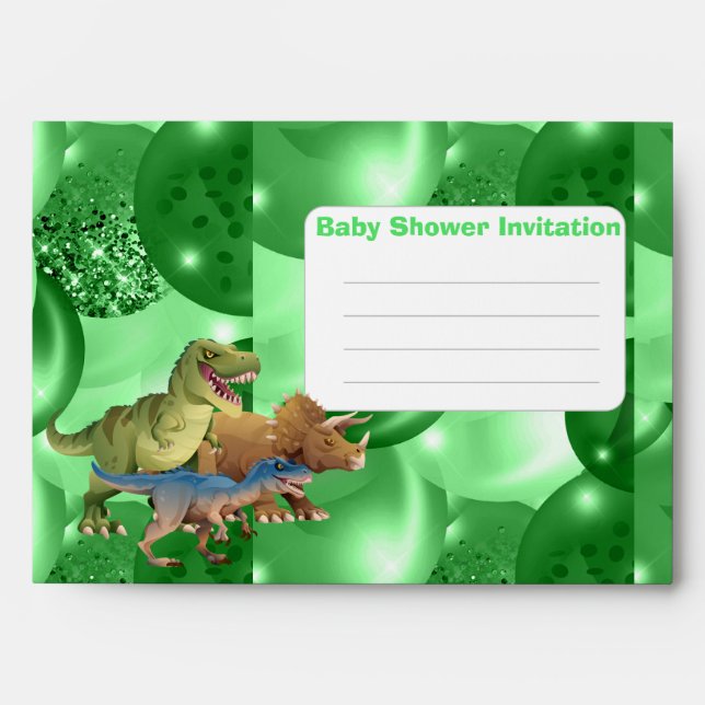 Dinosaurs Jurassic Baby Shower Invitation Blue Envelope (Front)