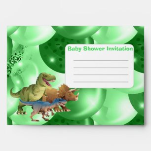 Dinosaurs Jurassic Baby Shower Invitation Green Envelope