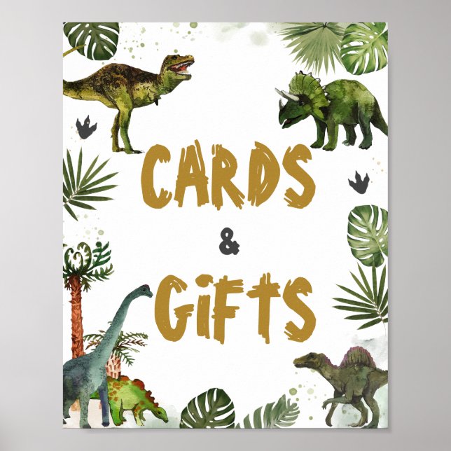 Dinosaurs Jurassic Birthday Party Cards and Gifts Poster (Front)