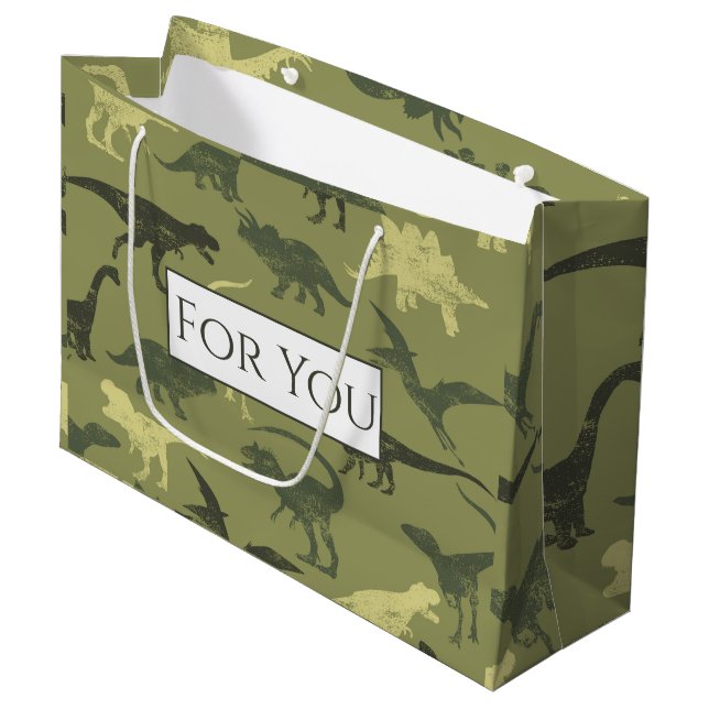 Dinosaurs Jurassic Pattern For You Large Gift Bag (Front Angled)