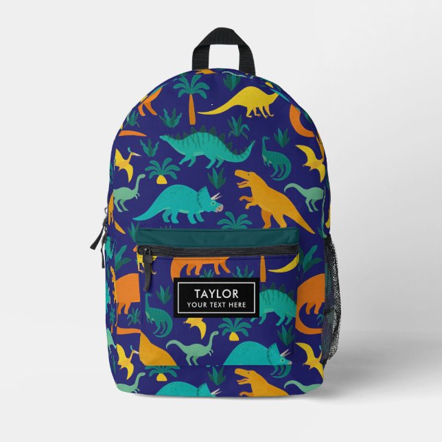 Dinosaurs Jurassic Pattern Printed Backpack (Front)