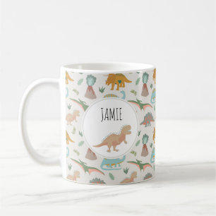 Dinosaurs Kids Boho Dinosaur Custom Name Coffee Mug