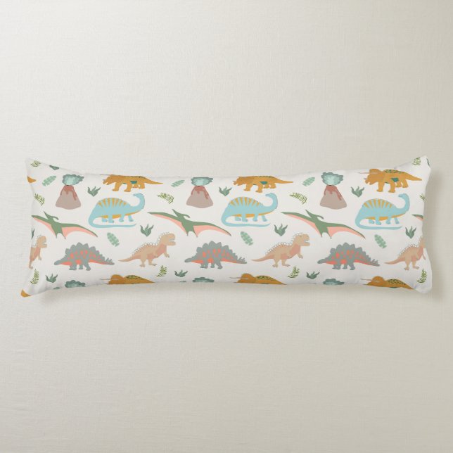 Dinosaurs Kids Hand Drawn Boho Dinosaur Bedroom Body Cushion (Front)