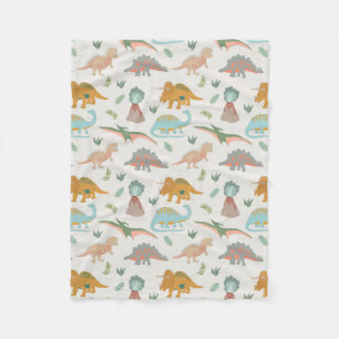 Dinosaurs Kids Hand Drawn Boho Dinosaur Bedroom Fleece Blanket