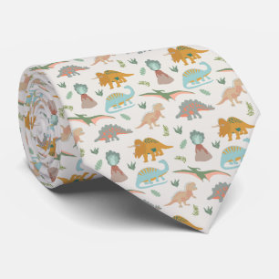 Dinosaurs Kids Hand Drawn Boho Dinosaur Pattern Tie