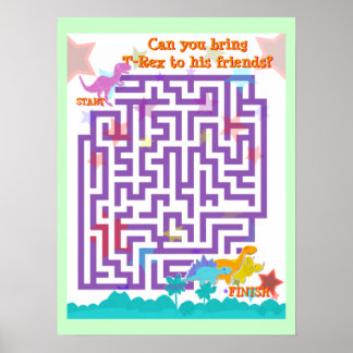 Dinosaurs Labyrinth Puzzle Game Poster