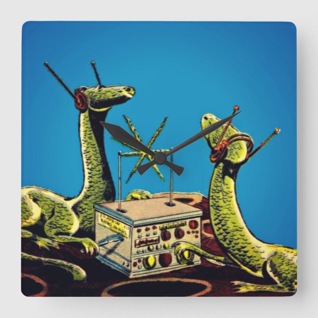 Dinosaurs listening to radio transmission - Clock (Front)
