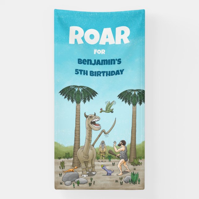 Dinosaurs meet the Stone Age Banner (Vertical)