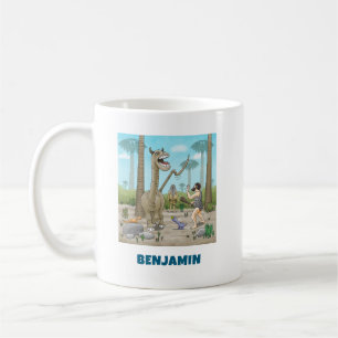 Dinosaurs meet the Stone Age Coffee Mug