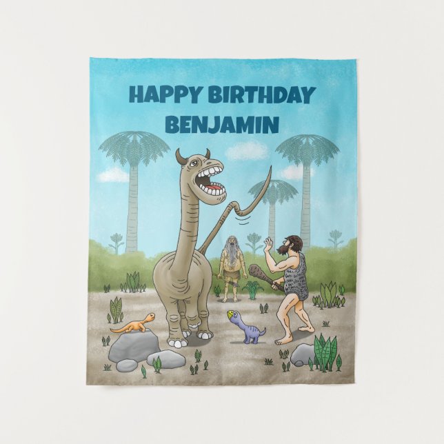 Dinosaurs meet the Stone Age Tapestry (Front)