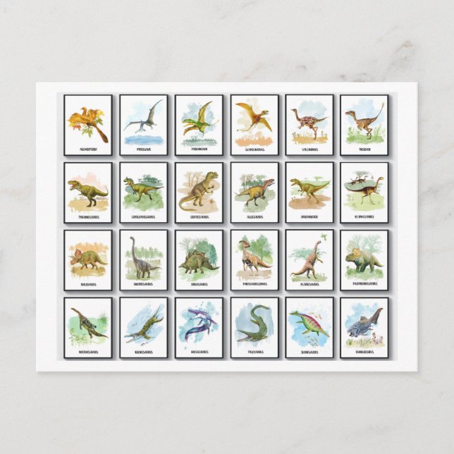 Dinosaurs names holiday postcard (Front)