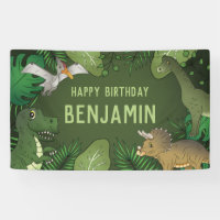 Dinosaurs On Green Cute Kid's Happy Birthday