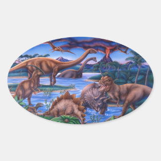 Dinosaurs Oval Sticker