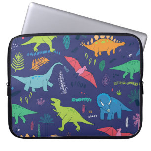 Dinosaurs Palms Tropical Vintage Pattern Laptop Sleeve