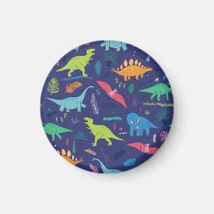 Dinosaurs Palms Tropical Vintage Pattern Magnet