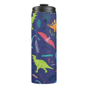 Dinosaurs Palms Tropical Vintage Pattern Thermal Tumbler