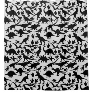 Dinosaurs pattern 01 b. White BG Shower Curtain