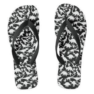 Dinosaurs pattern 01 w Black BG Jandals