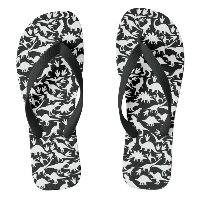 Dinosaurs pattern 01 w Black BG Jandals (Footbed)