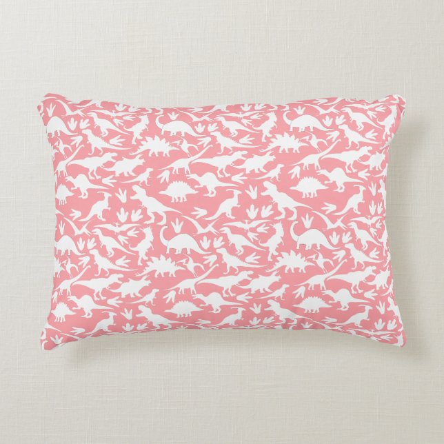Dinosaurs pattern 01 w. Pink BG Decorative Cushion (Front)