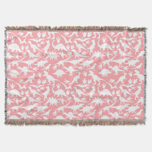 Dinosaurs pattern 01 w. Pink BG Throw Blanket