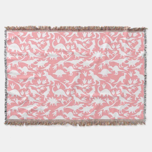 Dinosaurs pattern 01 w. Pink BG Throw Blanket (Front)
