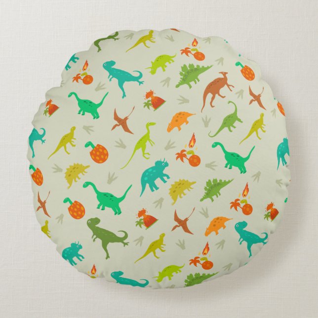 Dinosaurs Pattern Round Cushion (Front)