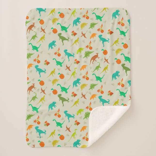 Dinosaurs Pattern Sherpa Blanket (Front)