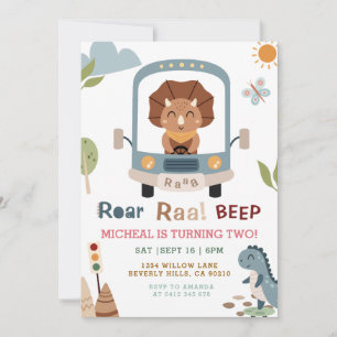 Dinosaurs Roar Raa Beep Boy Birthday Invitation