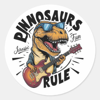 Dinosaurs Rule Classic Round Sticker