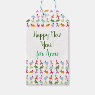 Dinosaurs Santa Mood Gift Tags