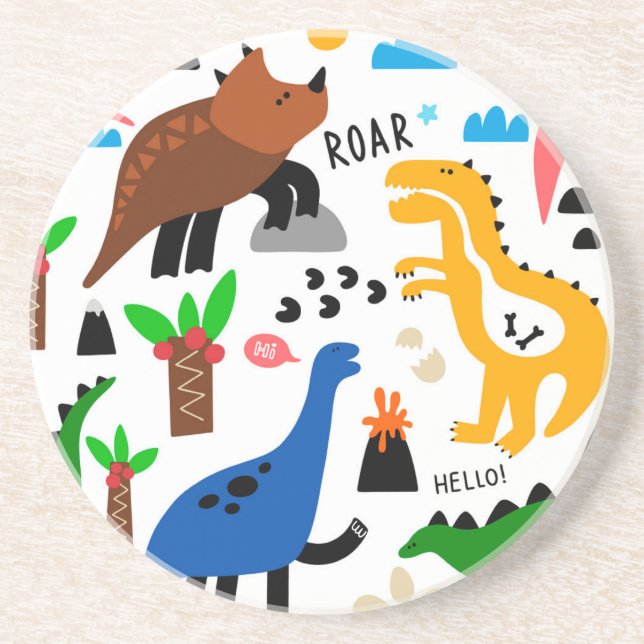 Dinosaurs seamless pattern coaster (Front)