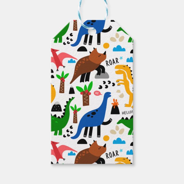 Dinosaurs seamless pattern  gift tags (Front)