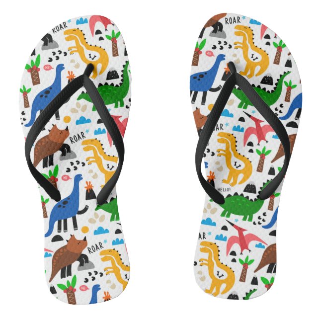 Dinosaurs seamless pattern jandals (Footbed)