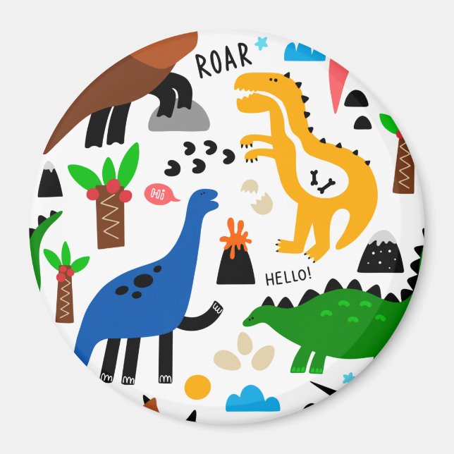 Dinosaurs seamless pattern magnet (Front)