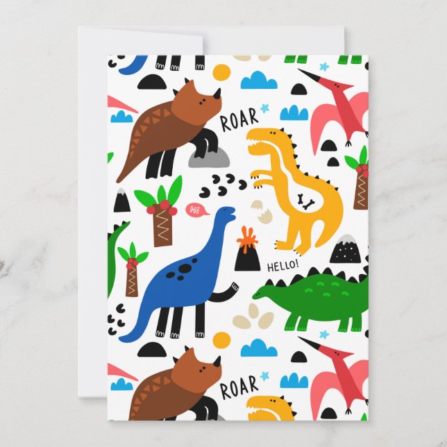 Dinosaurs seamless pattern thank you card (Front)