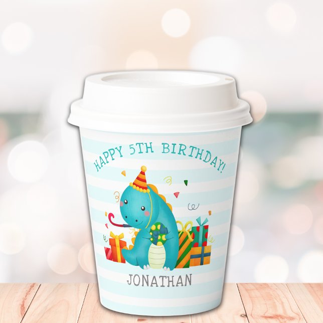 Dinosaurs Stomp Chomp and roar birhtday Boy Paper Cups (Creator Uploaded)