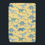 Dinosaurs Sunshine Yellow iPad Mini Cover<br><div class="desc">Lots of blue dinosaurs,  Tyrannosaurus rex,  Spinosaurus,  Stegosaurus,  Diplodocus and Triceratops on a sunny yellow background. Eek!</div>